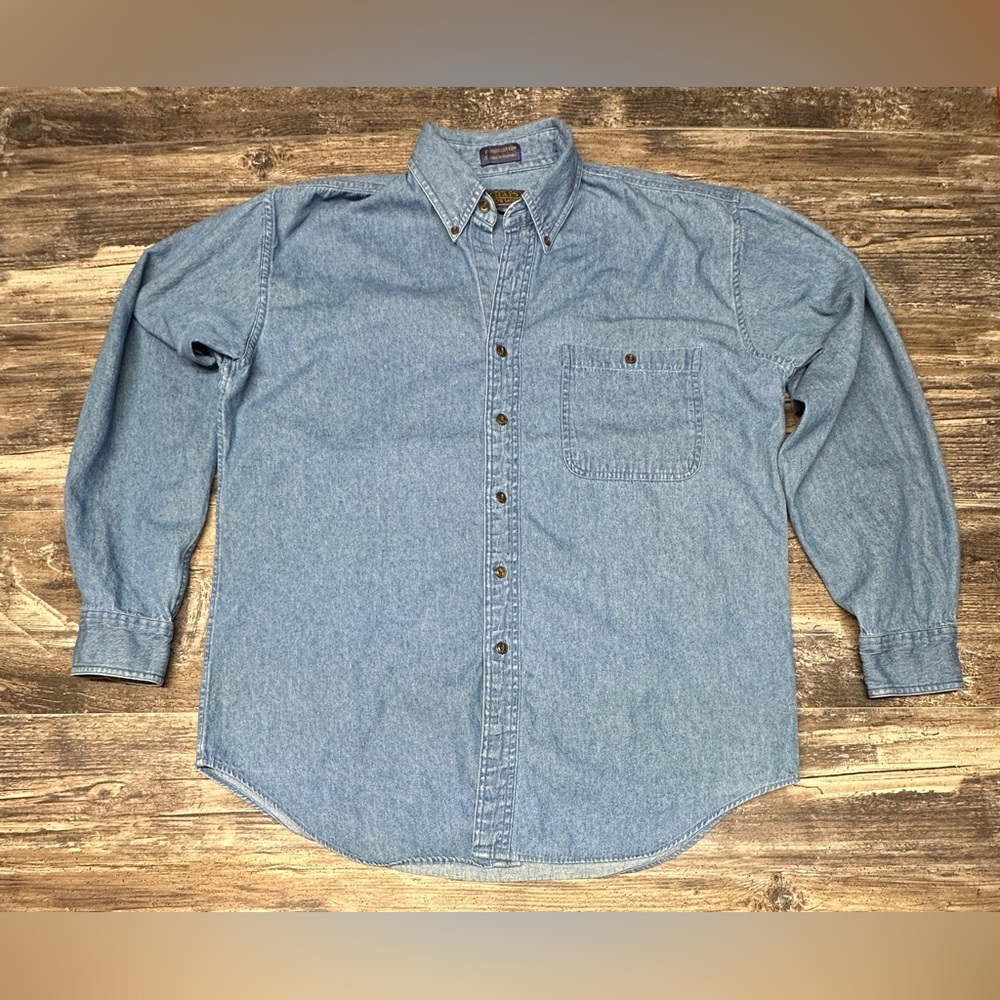 Vintage Chaps Ralph Lauren Denim Button Down Shirt Mens Large